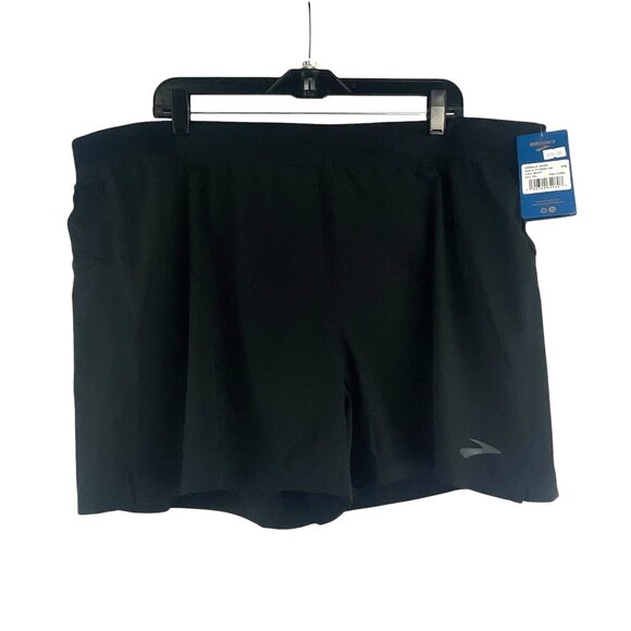 Brooks NWT Mens Sherpa 5" Running Shorts XXL Black Pockets Pull On Athleisure - Picture 3 of 8